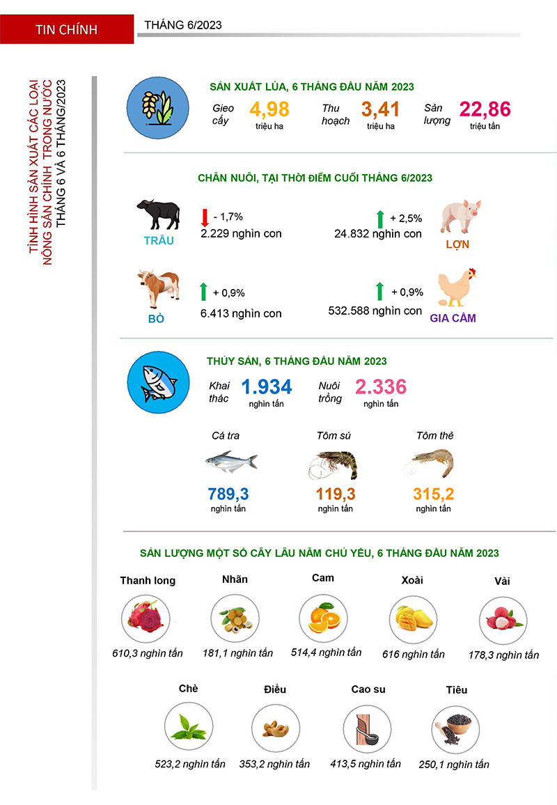 Bản tin sản xuất và tiêu thụ nông sản trong nước tháng 7-2023